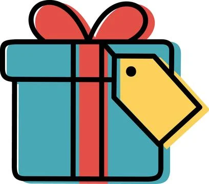 Gift box with tag flat design icon Stock Illustration