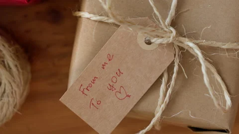 Gift box with tag. Stock Footage 219284013