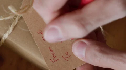 Gift box with tag. Stock Footage 219462063