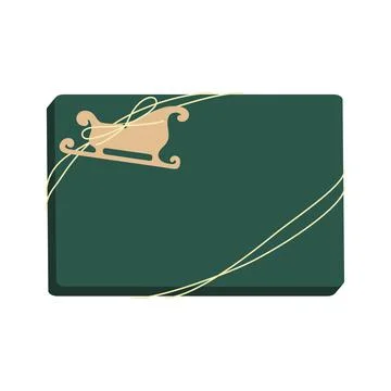 Gift box with tag in sleigh shape. Design for greeting card, banner, poster.  스톡 일러스트
