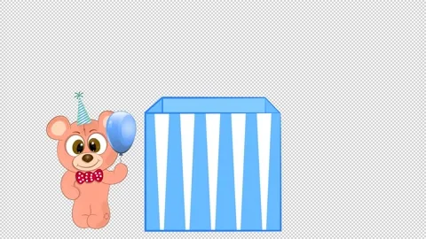 Gift box with a teddy bear toy on a blank background. Stock Footage 150691026