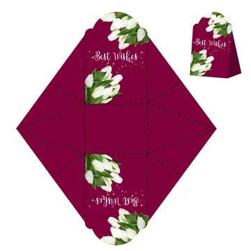 Gift box template. Gift for women's day. Cut out and fold the packaging templ Ilustración de archivo