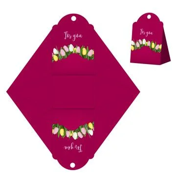 Gift box template. Gift for women's day. Cut out and fold the packaging templ Ilustración de archivo