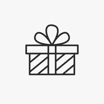 Gift box thin line icon, present, parcel with ribbon package 스톡 일러스트