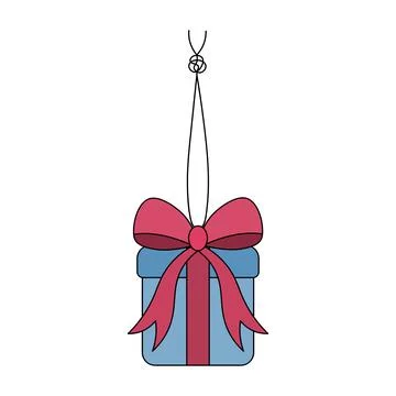 The gift in the box is tied with a bow. Colored vector illustration. Stock Illustration