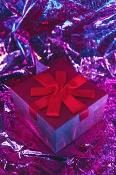 Gift box on a trendy background Stock Photos