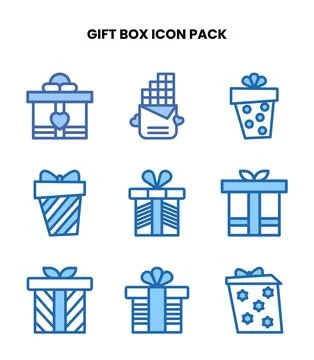 Gift Box Two Colour Design Icons Pack Stock Illustration