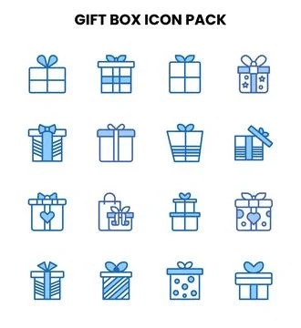 Gift Box Two Colour UI Icons Pack Stock Illustration