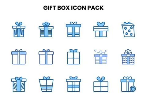 Gift Box Two Colour UI Icons Pack Stock Illustration
