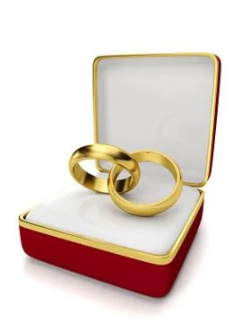Gift box with two wedding rings on a white background Stock Illustration