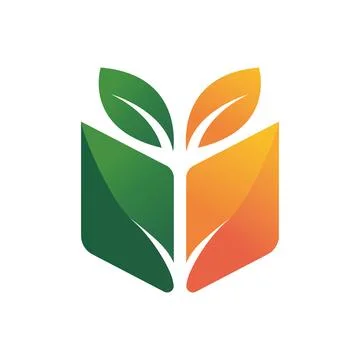 Gift box type logo and Green leaf eco botany logo Leaf simple logo design art an Stock Illustration