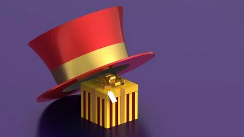 Gift box under hat Stock Illustration