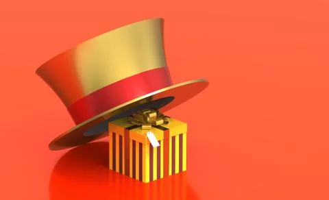 Gift box under hat Stock Illustration
