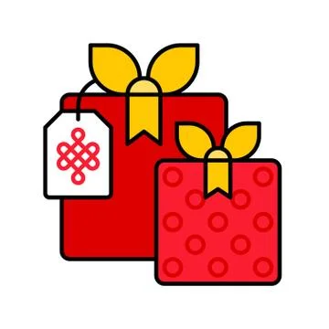 Gift box vector, Chinese New year filled icon Stock Illustration