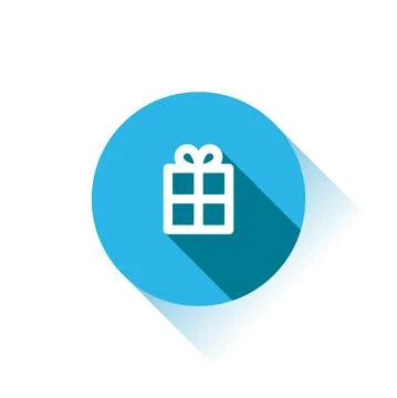 Gift box vector icon - colored blue round buttons with long shadow Stock Illustration