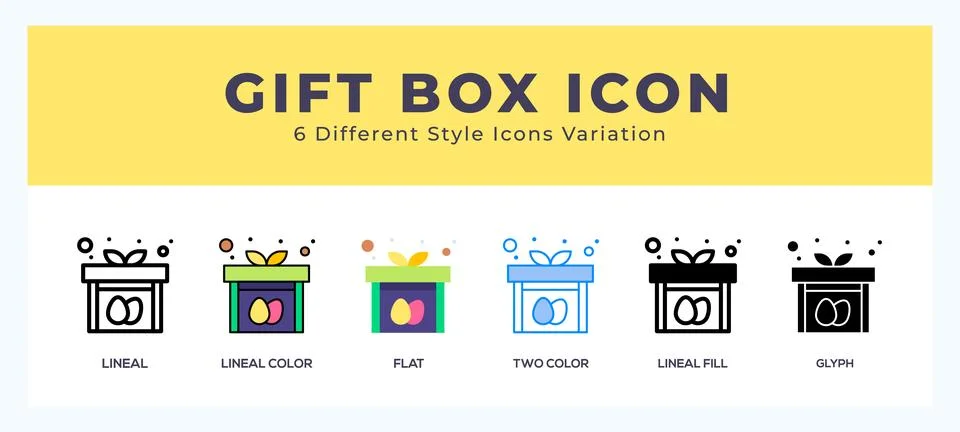 Gift box vector icon. with different styles vector illustration. Illustrazione stock