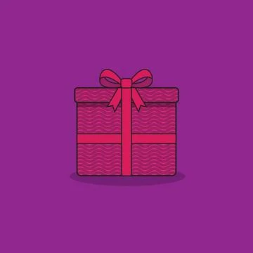 A gift box vector icon in flat 2D style with wave texture design on purple .. Stockillustratie