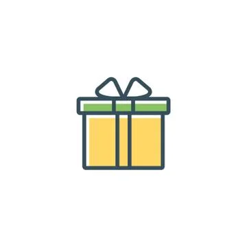 Gift box vector icon. Present flat line giftbox, holiday bow ribbon package Stock Illustration