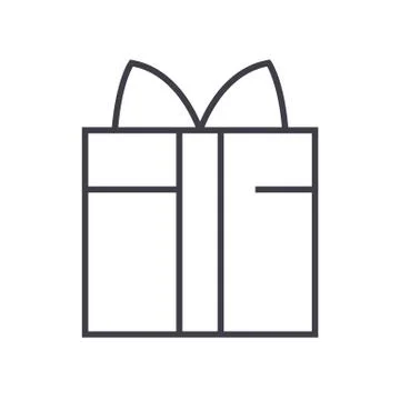 Gift box vector line icon, sign, illustration on background, editable strokes Illustrazione stock