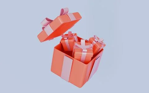 The gift box was opened and several smaller gift boxes inside 3d illustration Stock Illustration