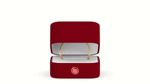 Gift box with wedding ring on white background. Isolated 3D illustration Stock Footage 337681836