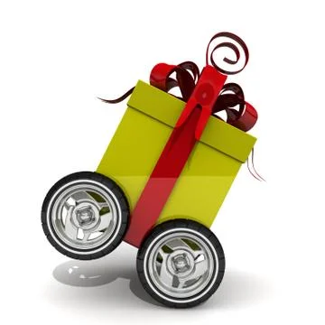 Gift box on wheels Ilustração Stock