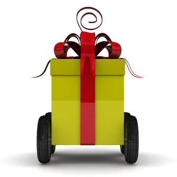 Gift box on wheels Stock-Illustration