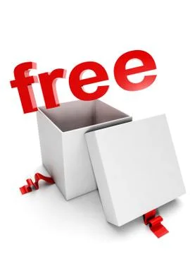 Gift box on a white background and the words free Stock Illustration