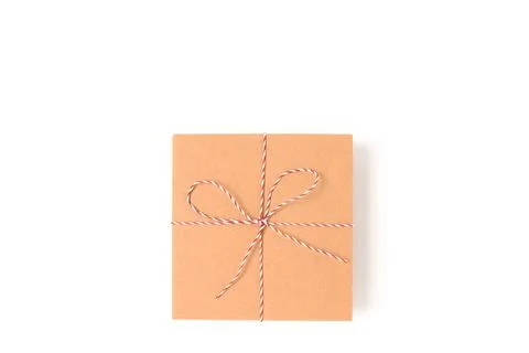 Gift box on a white background with place for text. Stock Photos