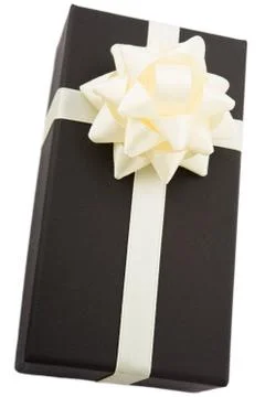 Gift box with white bow Stock Photos