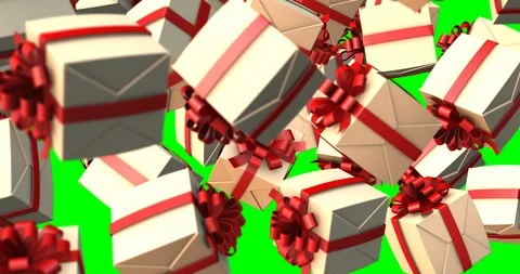 Gift box white red close up falling slow motion Stock-Footage 108134091