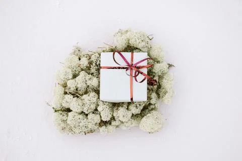 Gift in a box in winter Stock Photos