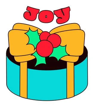 Gift Box Wrapped Blue Gift Paper Retro Y2k Sticker Stock Illustration