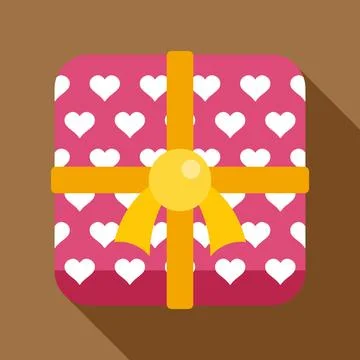 Gift box wrapped in pink heart patterned paper Stockillustratie