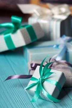 Gift box on yellow background Foto stock