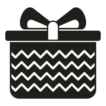 Gift box with zig zag pattern and bow icon Illustrazione stock