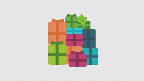 Gift boxes 2d cartoon animation on alpha background. Video stock 305922079