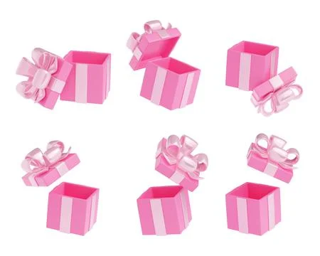 Gift boxes, 3d present package with ribbon bow イラスト素材