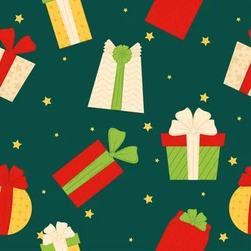 Gift boxes and bags pattern background, Vector Illustrazione stock
