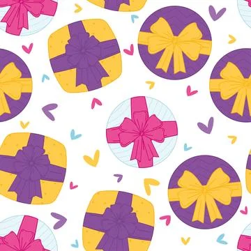 Gift boxes and bags pattern background, Vector 库存插图