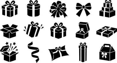 Gift boxes and bows collection for celebrations and presents. Stock Illustration