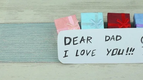 Gift boxes and childrens note Stock Footage 89894080