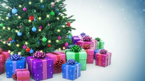 Gift boxes and decorated Christmas tree Stock Footage 219915384