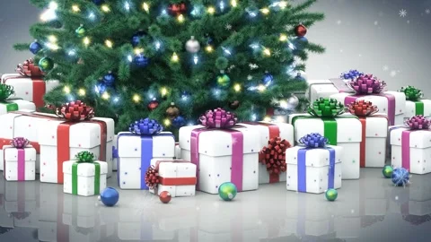 Gift boxes and decorated Christmas tree Stock Footage 253733282