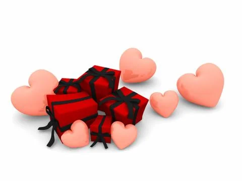 Gift boxes and hearts Stock Illustration