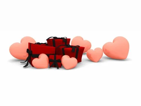 Gift boxes and hearts Stock Illustration