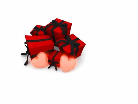 Gift boxes and hearts Illustrazione stock