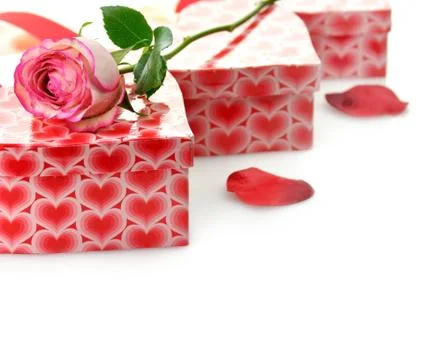 Gift boxes and rose Foto stock