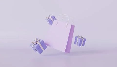 Gift boxes and shopping bag, Festive gift surprise, Holiday decoration Illustrazione stock