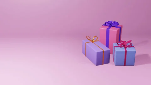 Gift boxes animation. 3d rendering, copy space. Gift give away, Mobile Marketing Video stock 238768285